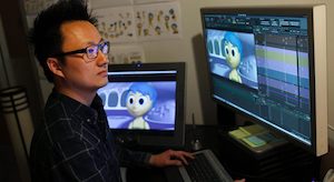 A man animating the Pixar movie Inside Out.
