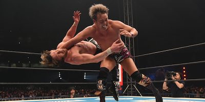 Kenny Omega and Kazuchika Okada wrestling for NJPW.