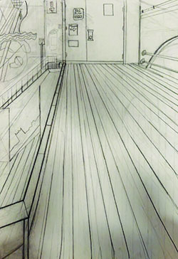 drawing of a hallway