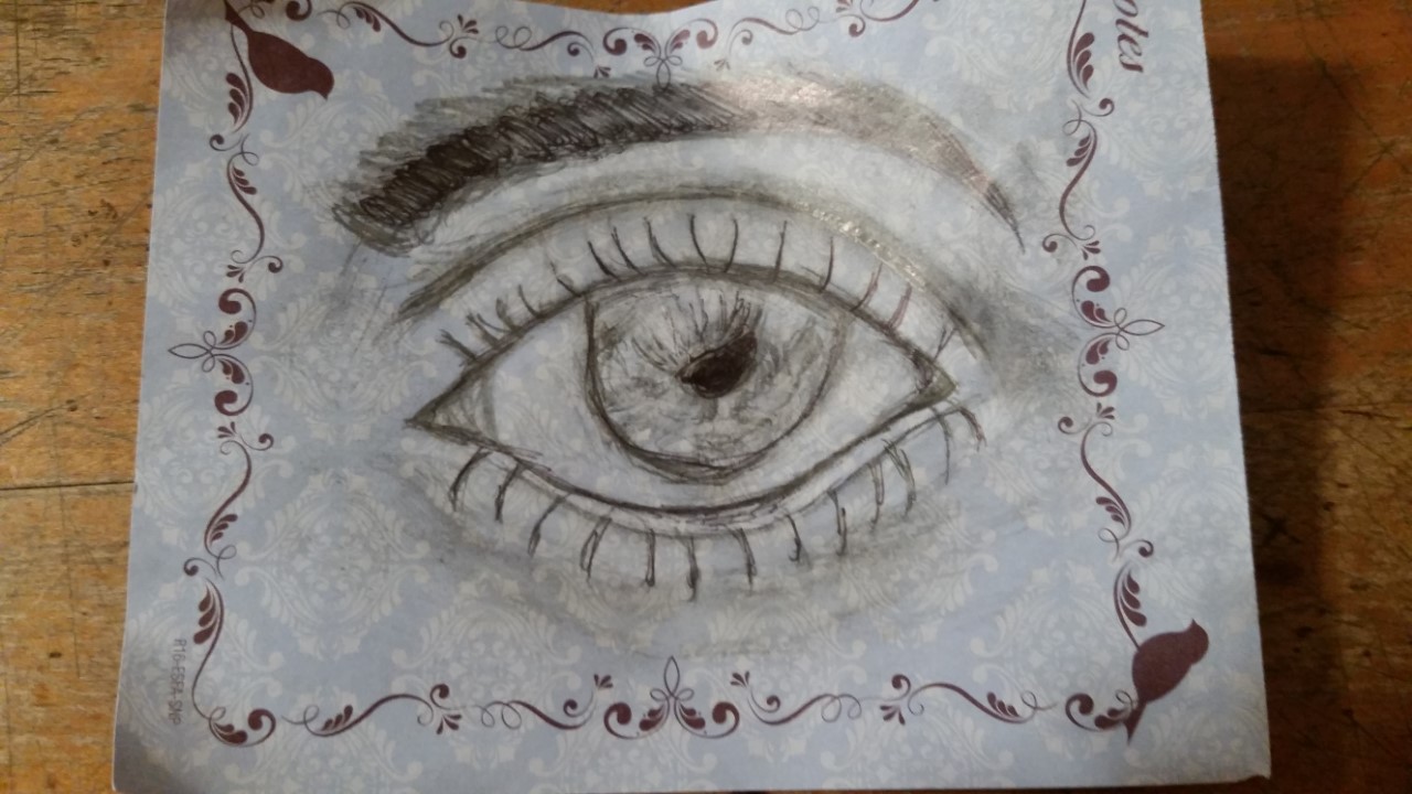 A drawing of an eye.